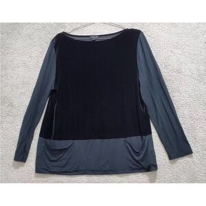 J. Jill Wearever Collection velvet Swing Top Women's Size XS Black Boat Neck